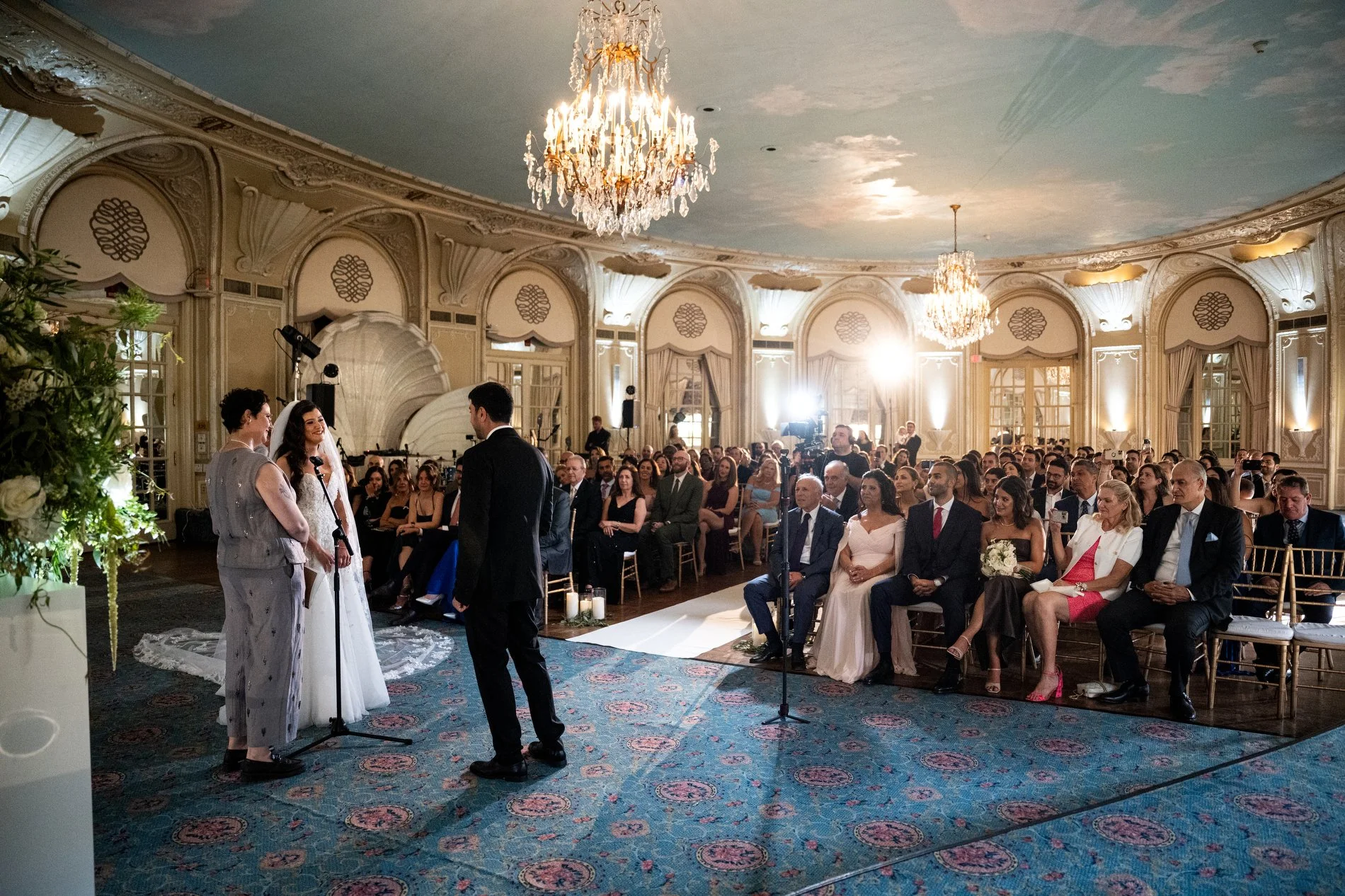 A ceremony during a Boston wedding photojournalism session at Fairmont Copley Plaza Hotel.