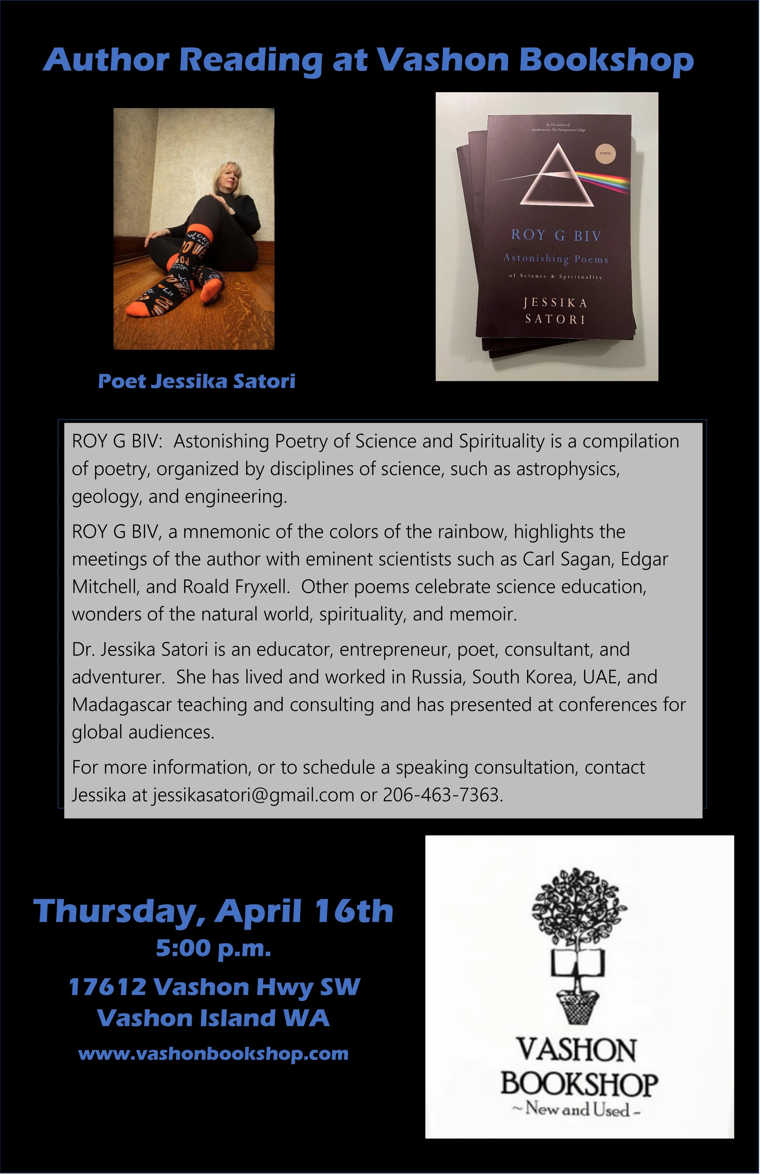 Book release and reading by Dr. Jessika Satori