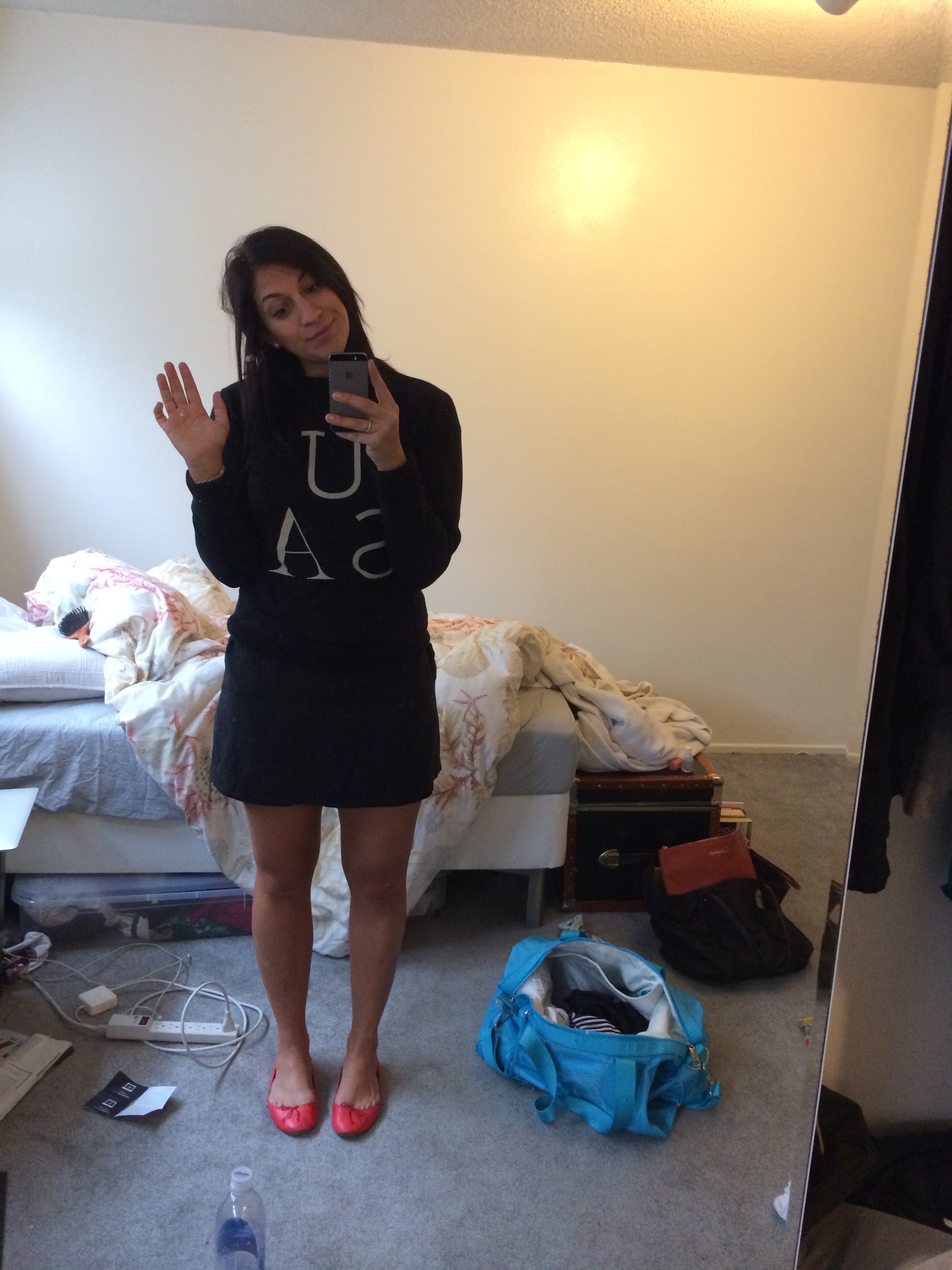 Messy everything, but selfies happen more often when your boyfriend's in SF. 