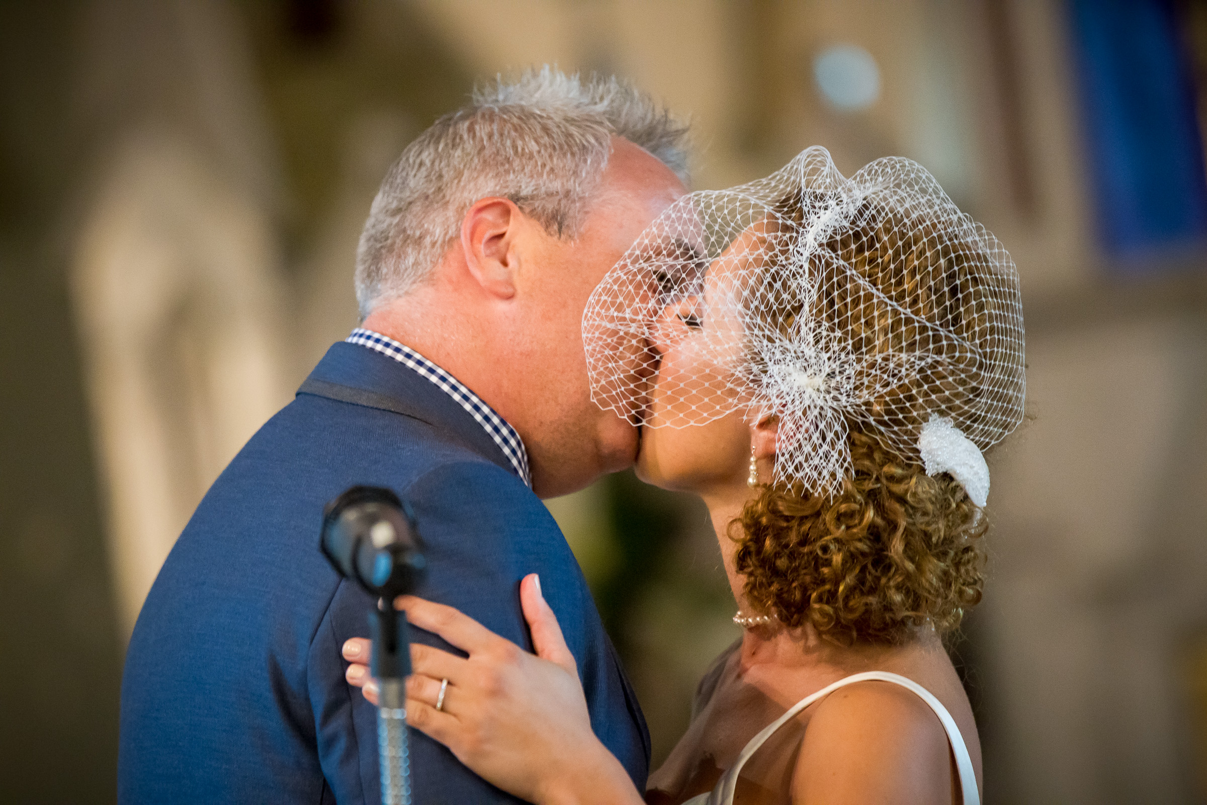 First Kiss - St Mary's - Echuca Wedding