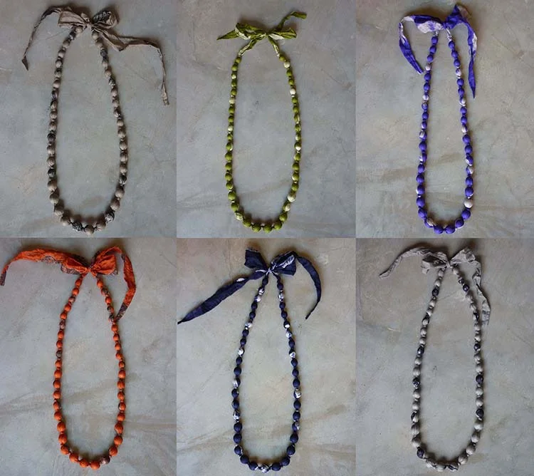 Tie dye silk necklace colourways