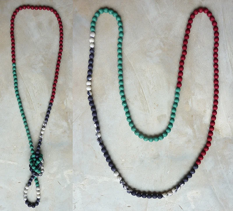 Deep red, dark teal & dark grey