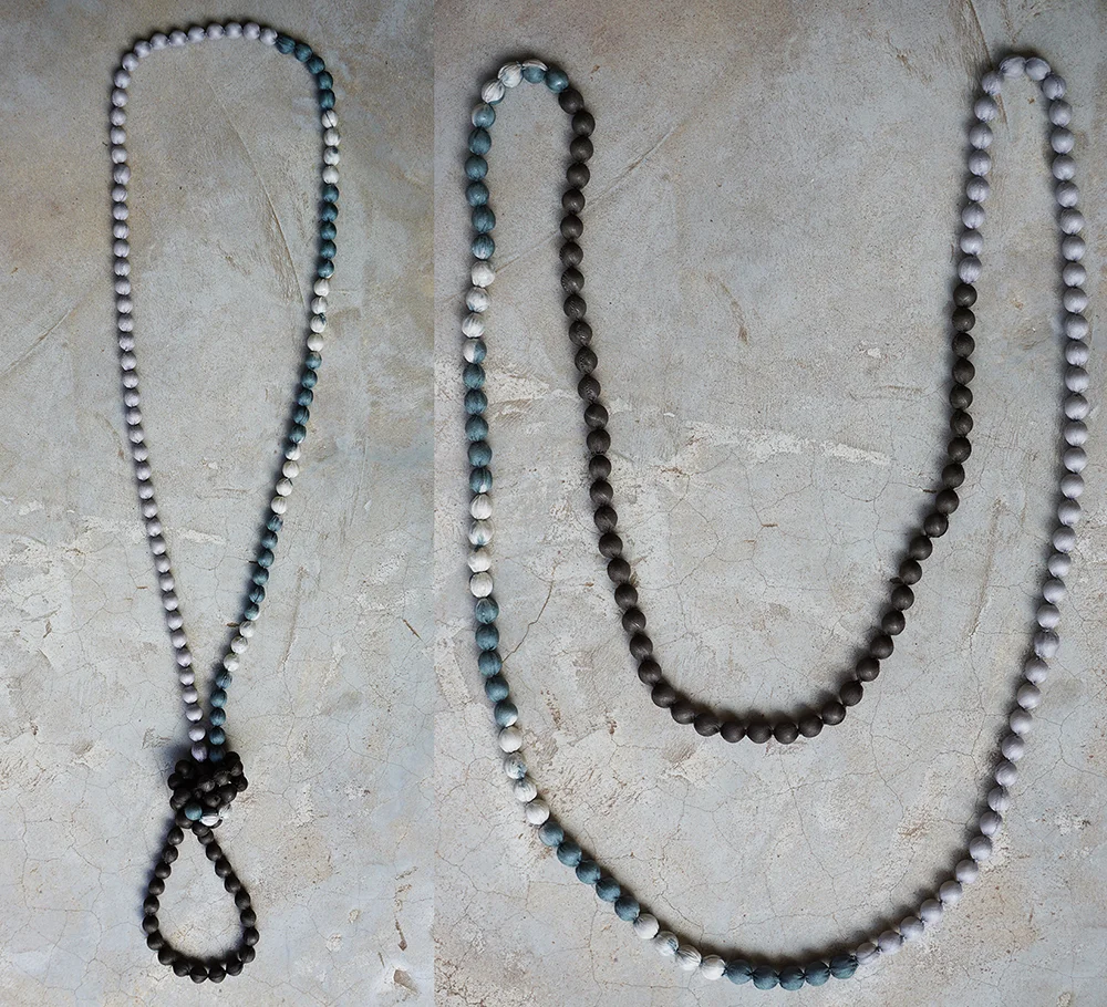 Brown, light grey and dusty blue