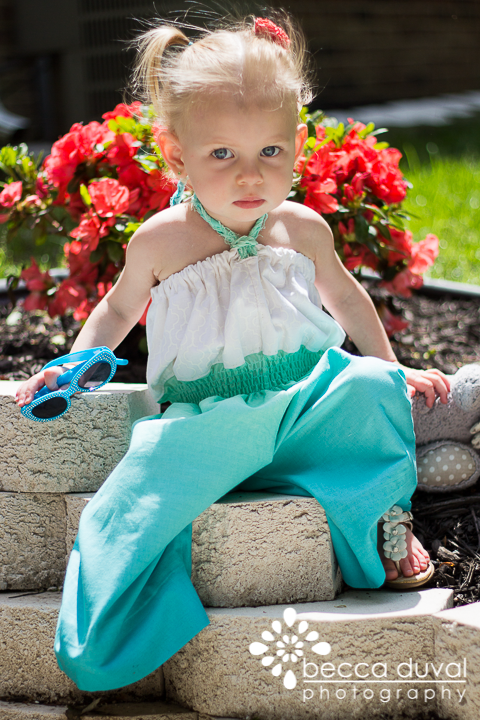 I took some liberties with the "Retro Romper" from Whimsy Couture. K loves it!