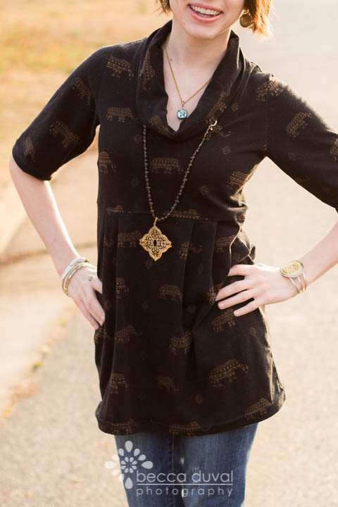 Greenstyle Laurel Tunic in Girl Charlee Knit | Jewelry Styled by Krystle Clark, Rep with Esbe Designer Jewelry