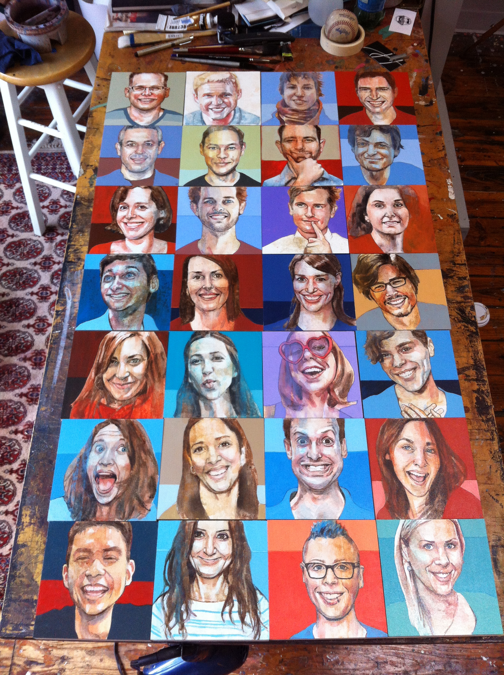 Author and Professor Dan Ariely commissioned me to paint portraits of his lab assistants, past and present to be displayed in his workshop at Duke University