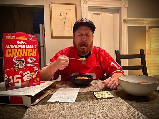 Got some cereal from my family in Kansas City! 😭 It&rsquo;s gonna take some time. .
.
.
#SuperBowl #49ers #kansascitychiefs #kansascitymissourinotkansas