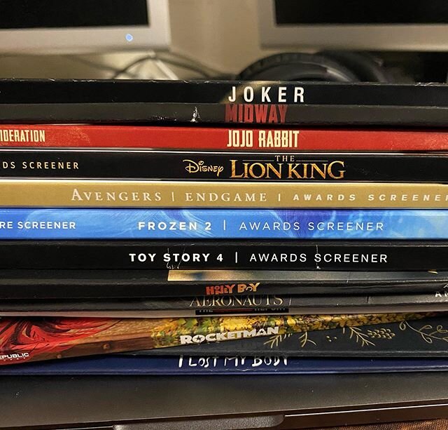 Some solid screeners this award season and hoping for a few more! Might need to revisit Joker soon! .
.
.
.
#awardseason #screenerseason #ves #visualeffects #screeners #joker #frozen2 #avengersendgame #midway #movies #film #toystory4 #jojorabbit #lio