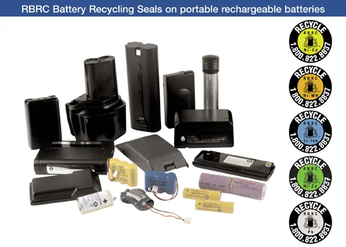 Rechargeable batteries come in all shapes and sizes. Look for the RBRC Battery Recycling Seals to identify the recyclable ones.