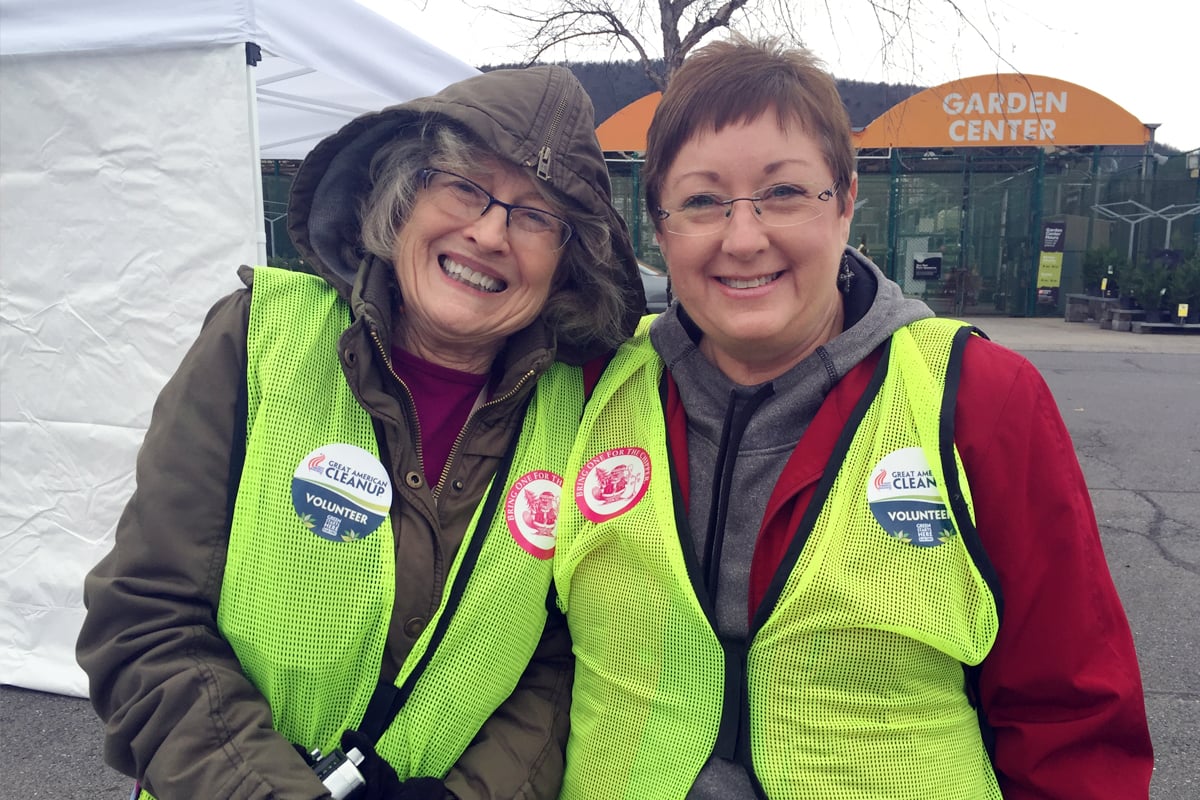 Keep Dalton-Whitfield Beautiful volunteers Kay Patterson and Kay Motto distributed seedlings and other giveaways to participants of the annual Christmas Tree and Electronics Recycling event at The Home Depot last Saturday. 