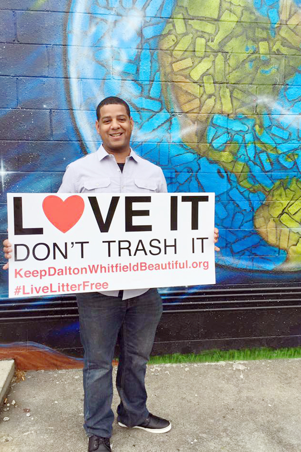 Local artist Henry Green was selected to design a mural with a recycling and sustainability theme for Keep Dalton-Whitfield Beautiful. The selection process was facilitated by 1000 Words Dalton Art Project.
