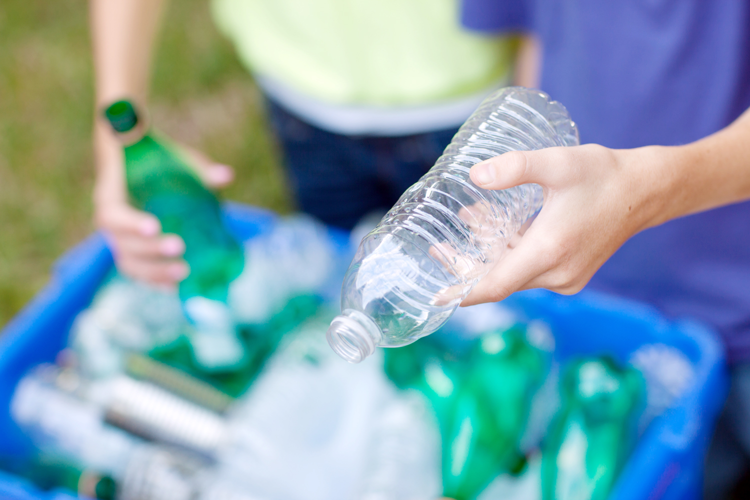 Plastic bottles and jugs can actually be recycled with the bottle cap screwed on. And, it’s ok to leave the label on the outside of the bottle too. Just make sure the bottle or jug is empty.