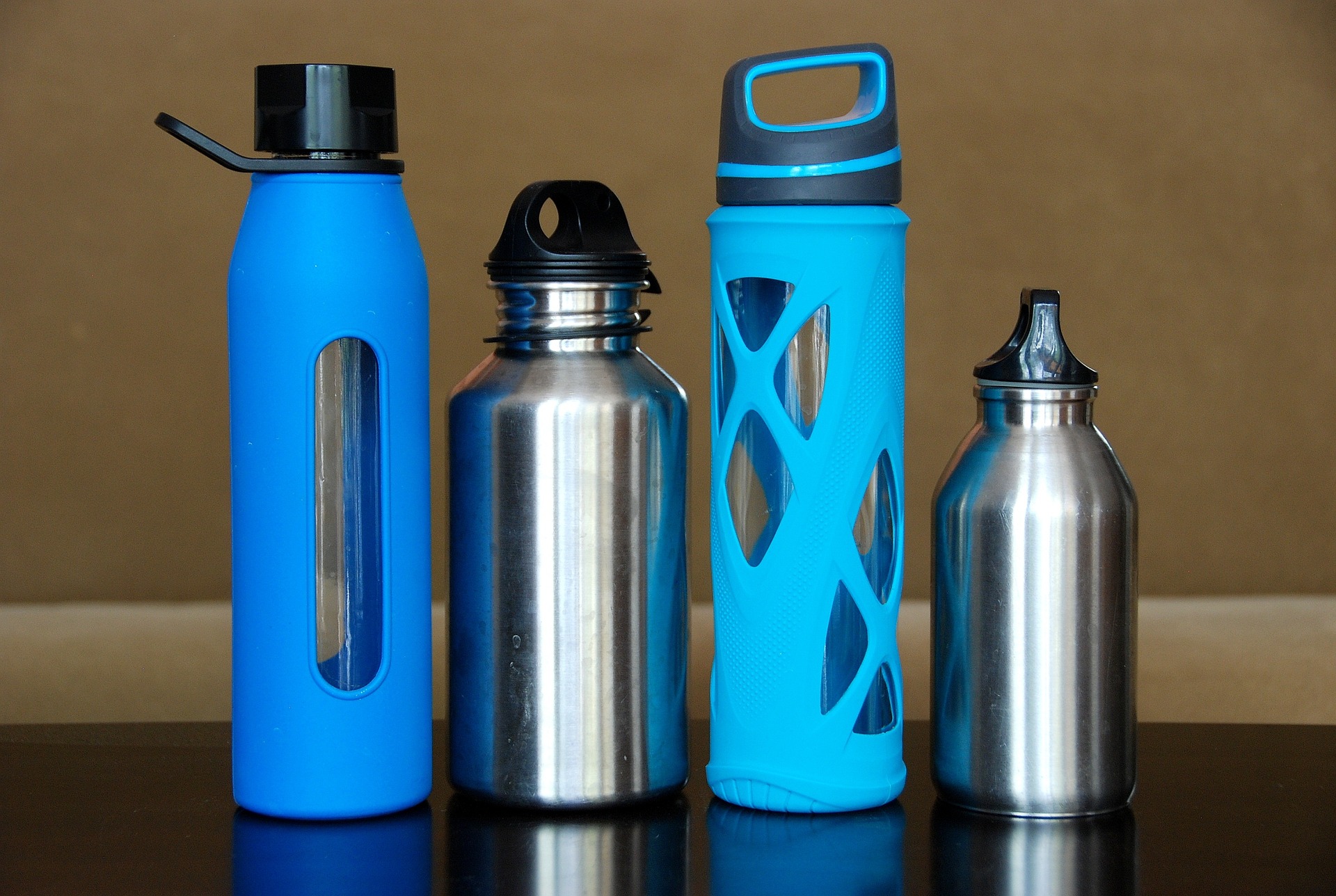 Reusable water bottles or tumblers are a great solution to disposable plastic bottles.