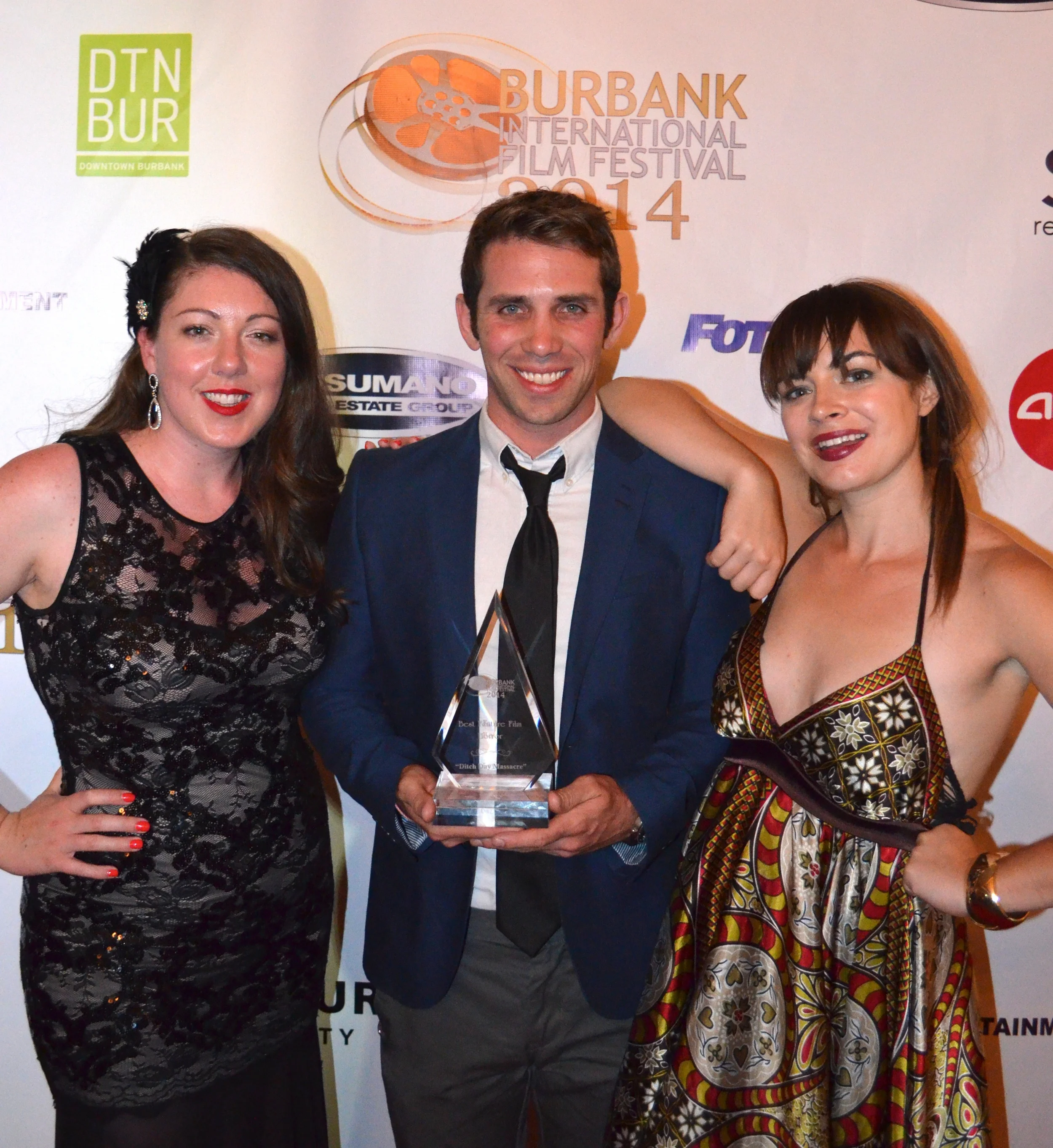 Burbank International Film Festival BEST HORROR FEATURE FILM award. Megan Waters (Producer), Zach Silverman (Mike) and Katy Foley (Jenny)