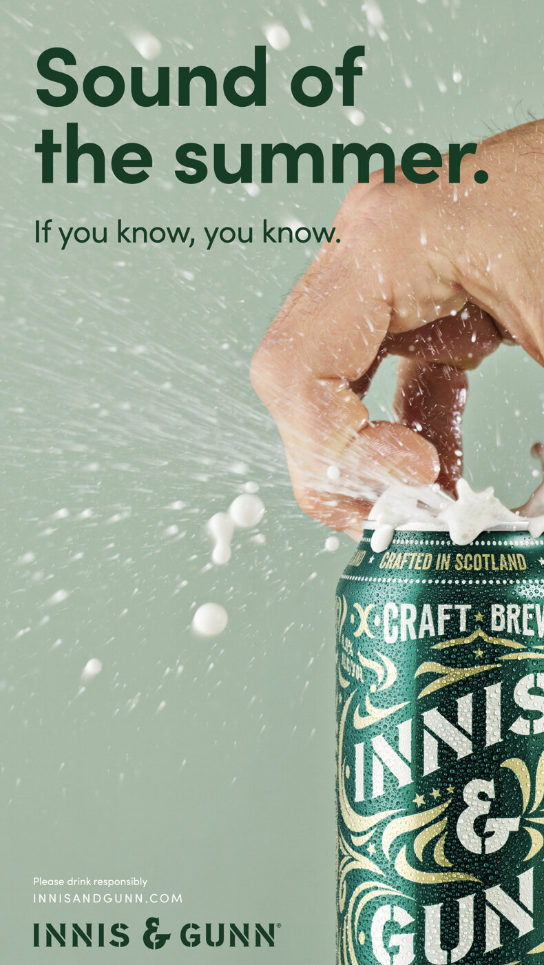  An OOH drinks photography advertising campaign for Scottish craft lager brand Innis &amp;Gunn, running on billboards and also as a digital campaign, showcasing the perfect pint of beer. 
