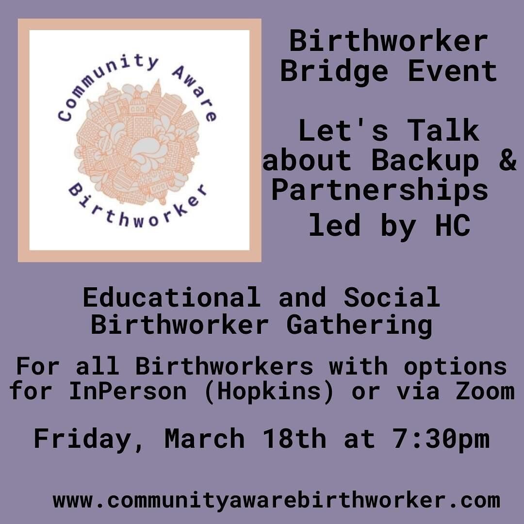 This Friday! 
Birthworker Bridge&hellip;connecting us in community as birth work can be a very solo practice. 
Hybrid with option to attend InPerson at Holistic Continuum in Hopkins or via Zoom. Registration required. Link in Bio or at www.CommunityA