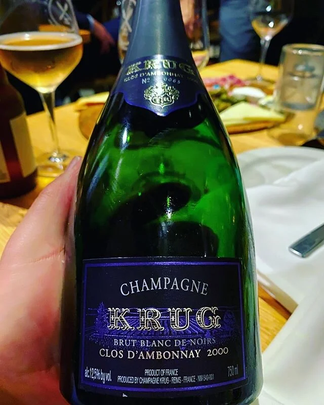 2000 Krug Clos d&rsquo;Ambonnay Blanc de Noirs Brut Champagne
⠀⠀⠀ ⠀⠀⠀⠀⠀ ⠀ 
I&rsquo;m very fortunate to have great friends with so much good wine &amp; who are also so generous to share.  The best wines are for sharing.  The rarified air that is Krug 