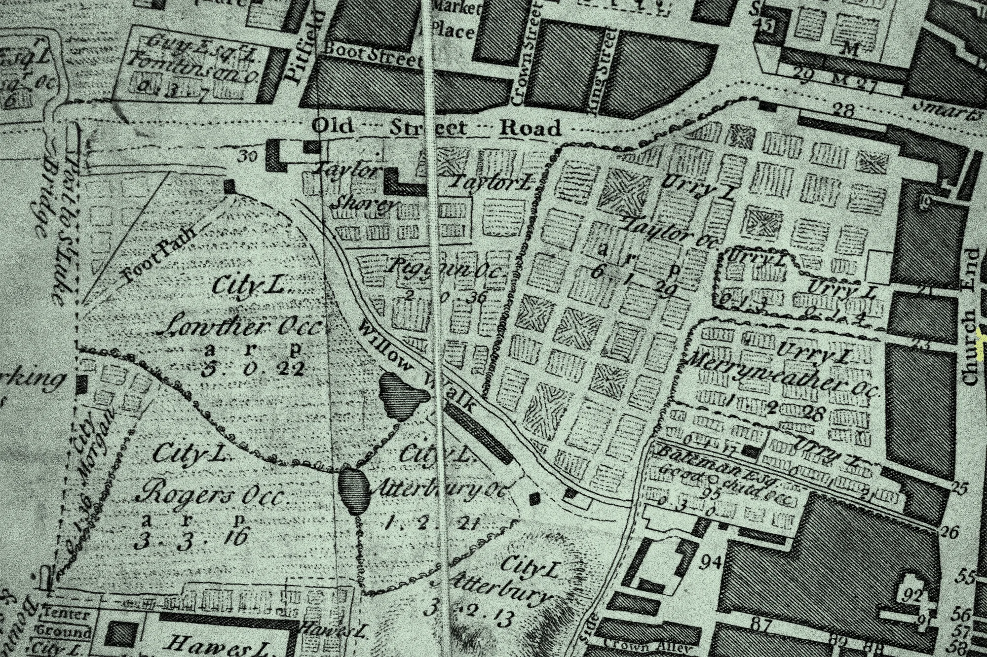 1745 detail of the Shoreditch triangle