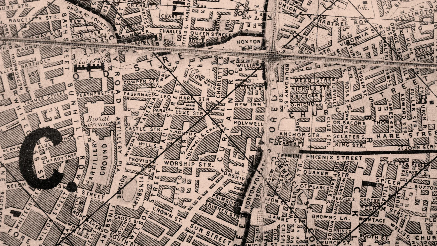 Shoreditch in 1861, without rivington street