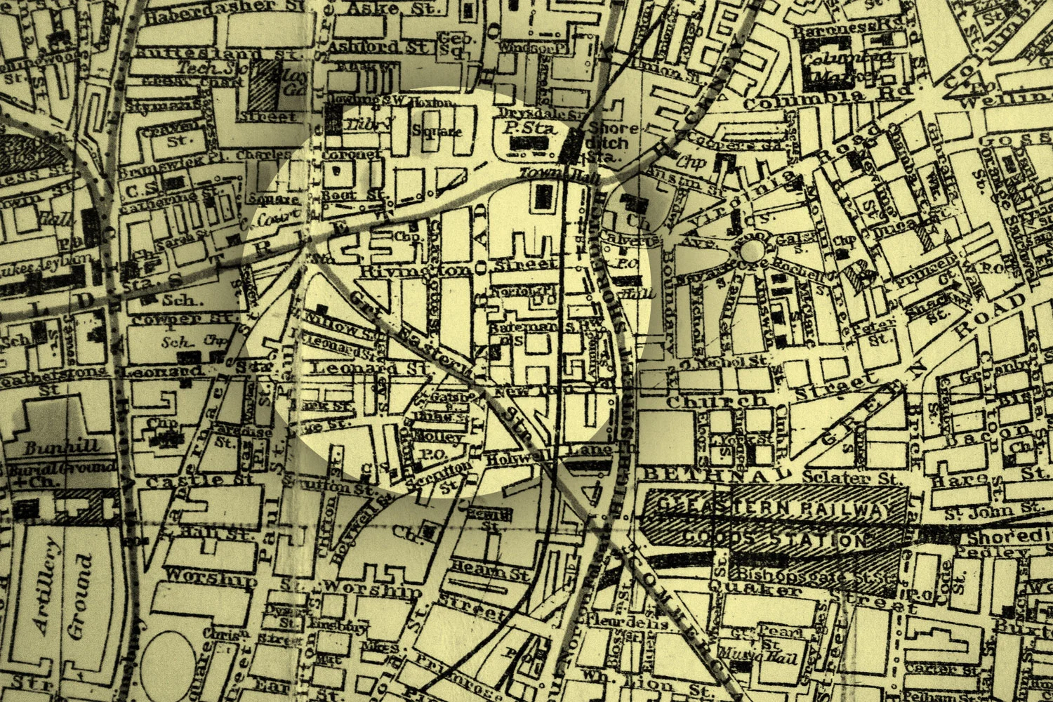 Shoreditch in 1906, when rivington street first appeared on the map