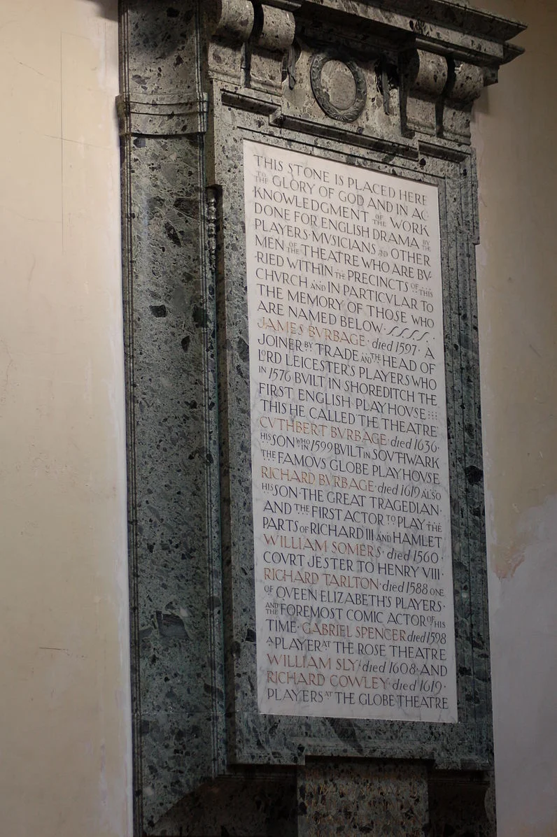 tudor actors' memorial locaed in st. leonard's, shoreditch: kevin thompson