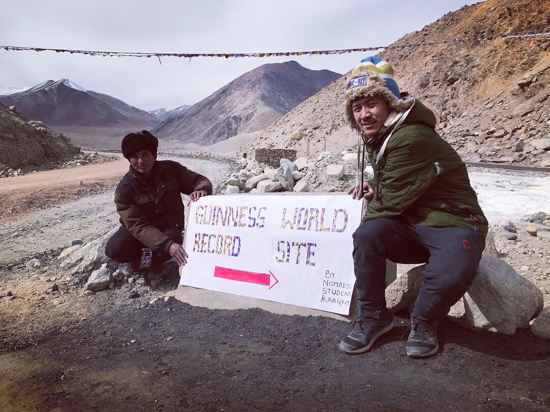 How to set a Guinness World Record.

Step 1. Find a location deep in the remote Indian Himalayas.

Step 2. Purchase and ship regulation hockey boards from Europe to and across India via Cargo ship, train and military plane.

Step 3. Load boards onto 