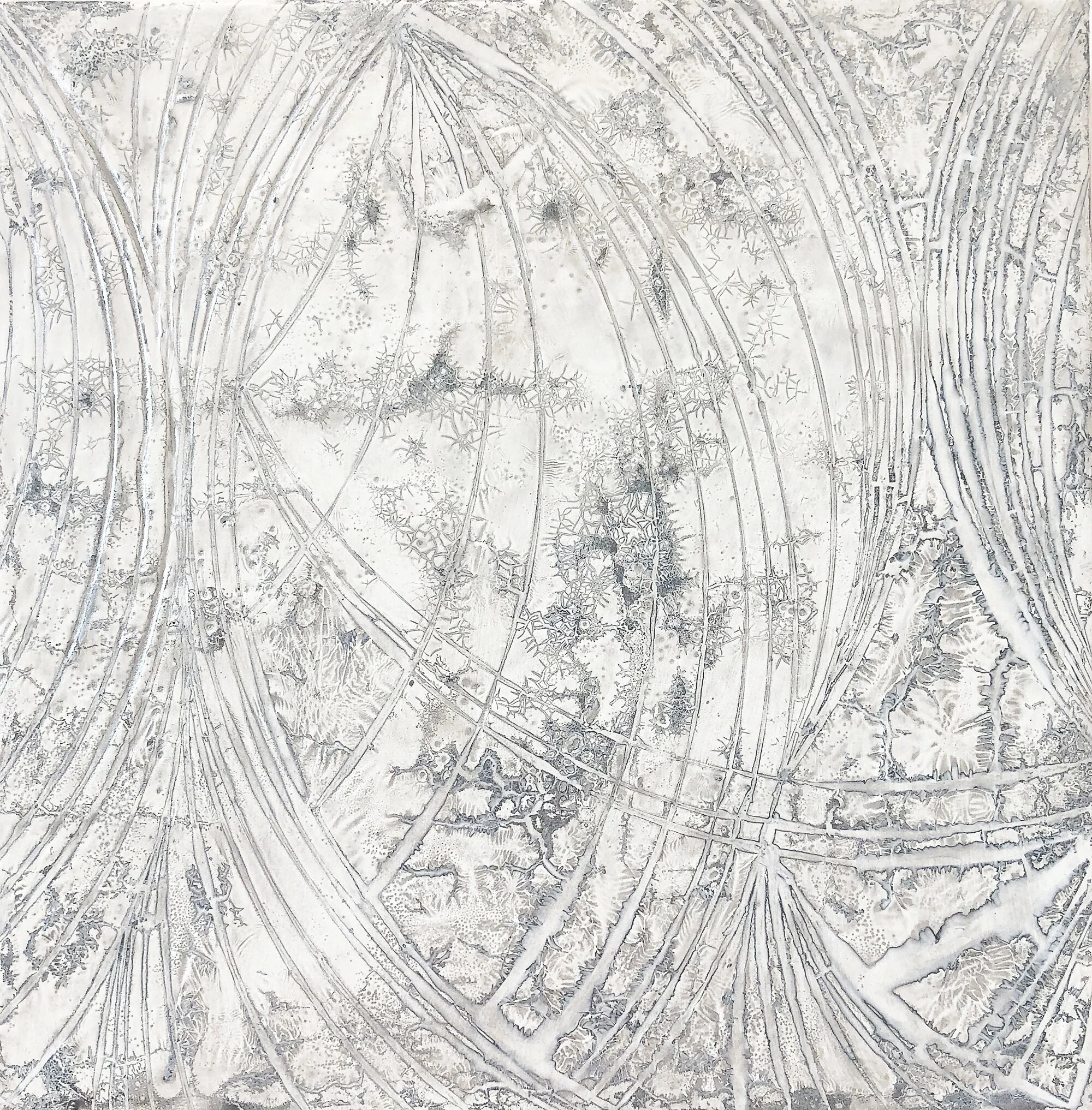 Untitled
Encaustic, India ink, oil paint
10”x10”, 2018
