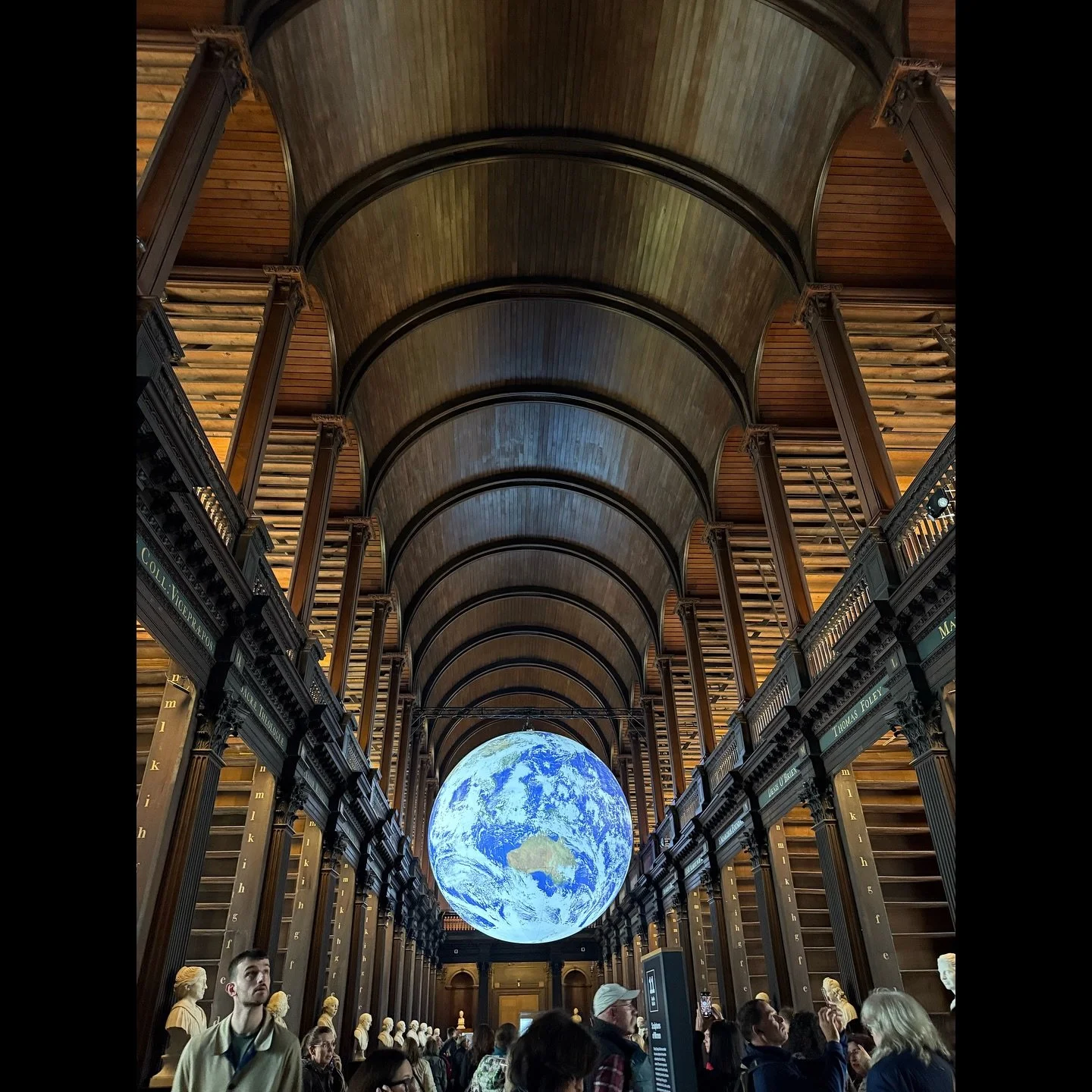 Some art highlights from Ireland, Wales, and the UK to follow: At Trinity College&rsquo;s famous library in Dublin, Ireland we saw Luke Jerram&rsquo;s amazing installation &ldquo;Gaia&rdquo; based on NASA photographs along with the Book of Kells exhi