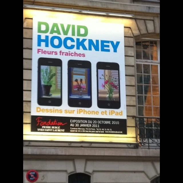 RIP David Hockney! I was lucky enough to see his first iPhone/iPad show in Paris in 2011. We just stumbled into it and it was incredible to enter the darkened space lit up with mounted phones and pads with his paintings on them-totally inspiring and 