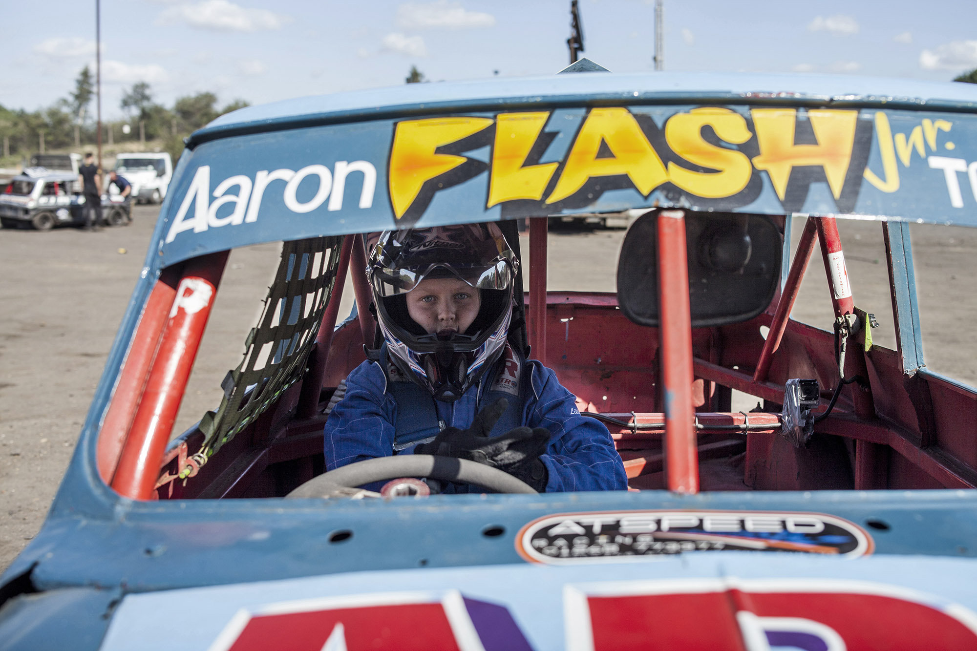 "I love racing, it means everything to me. I do it every weekend mainly, so it's in my blood...my favourite thing about racing is when I win" Orci Minstox driver #561 Aaron 'Flash Jr' Totham, Aaron has been driving in the ministox class for 4 seasons now. In 4 seasons Aaron has won 2 races and had numerous 2nd and 3rd place finishes. one of his great loves of the sport is the competitiveness among the drivers "my favourite person to race against is Charlie 'Binks' Lobb. but but i enjoy racing pretty much everyone"