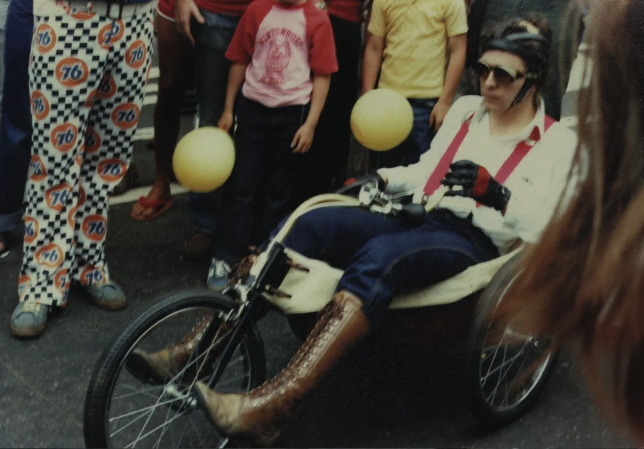 Artist's soapbox derby car (on the way down)