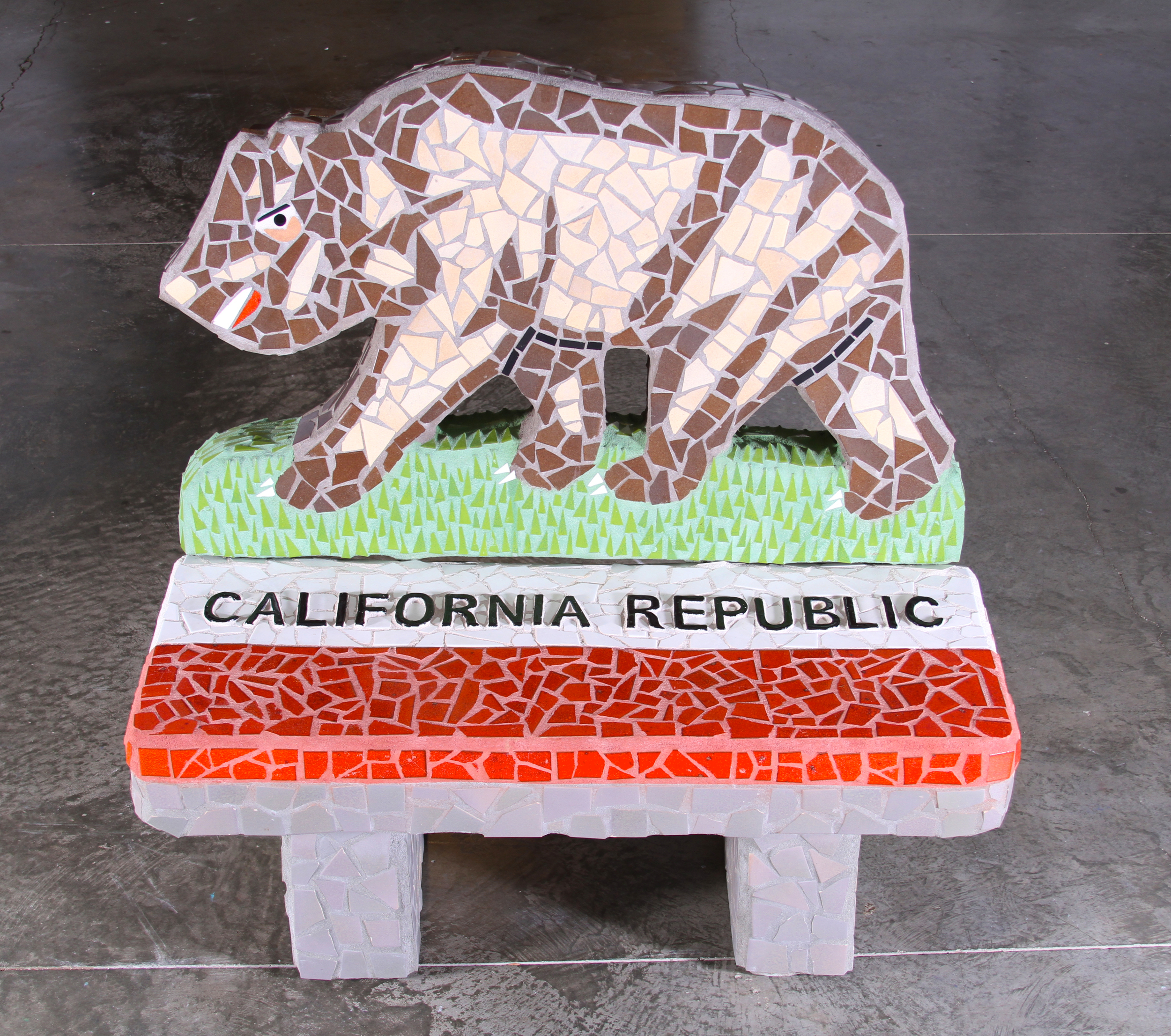  “California Republic Bench” 50”x48”x37" Ceramic tile and cement 2011 