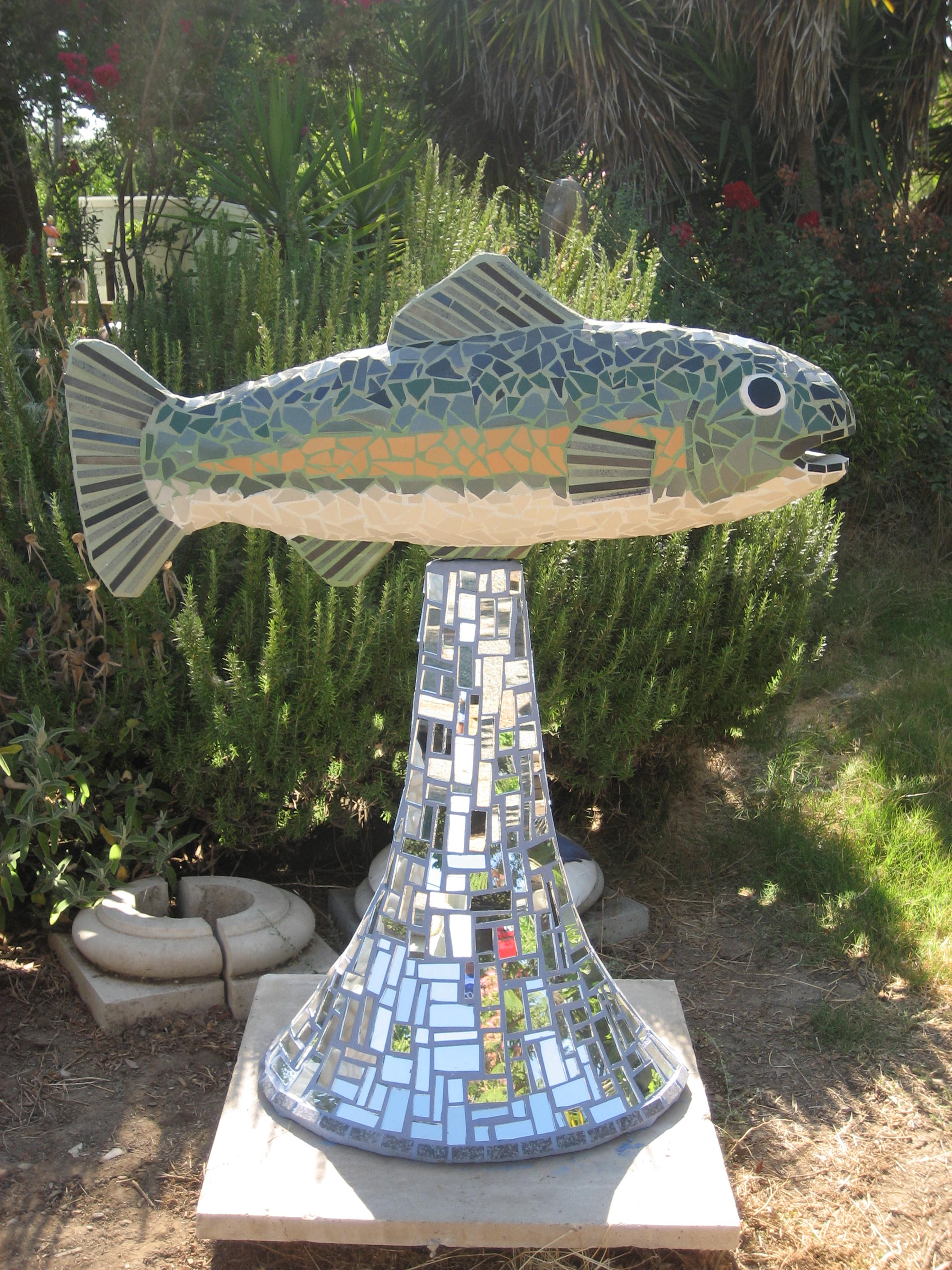  “TROUT” 49”x42”x29” Mirror, ceramic tile and cement 2010 