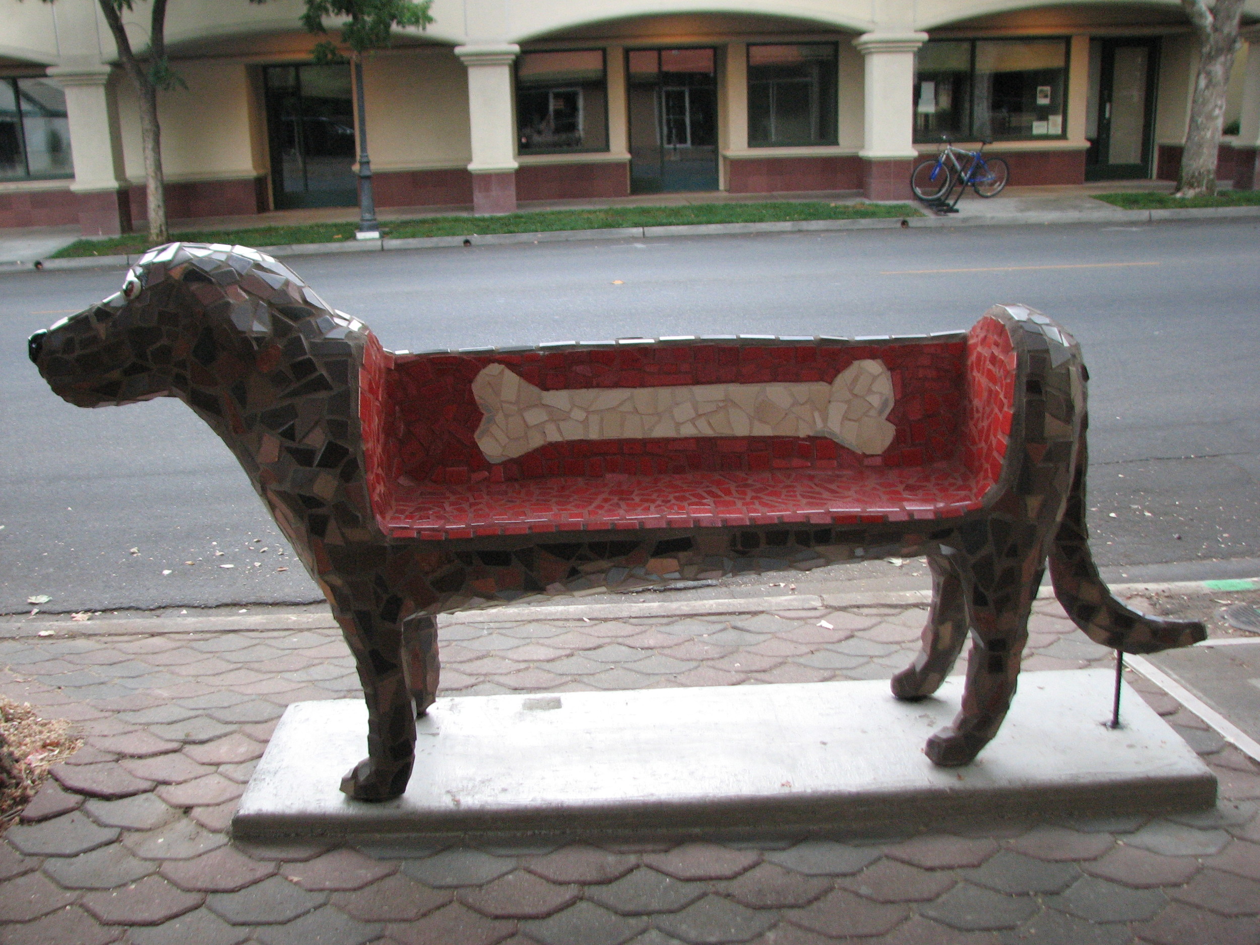  “BlueBlaze” 43”x96”x22” Ceramic, mosaic, and cement 2011 Located on G st in downtown Davis, CA adjacent to Western Pet and Feed, a pet store chain   