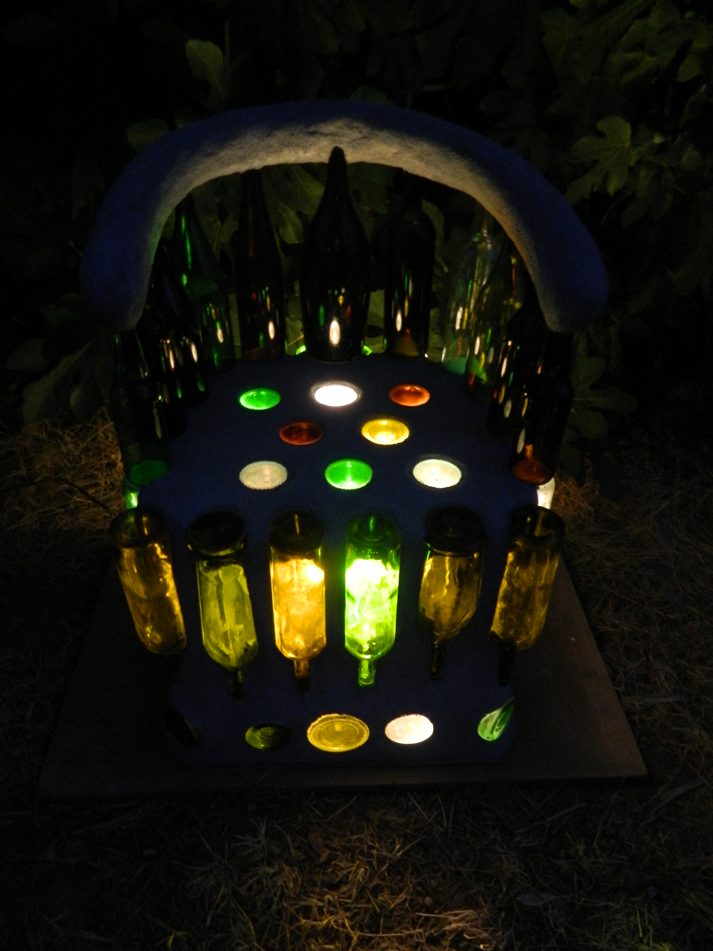  Wine Seat (Illuminated) Glass bottles and cement 34"x24"x20" 2013 