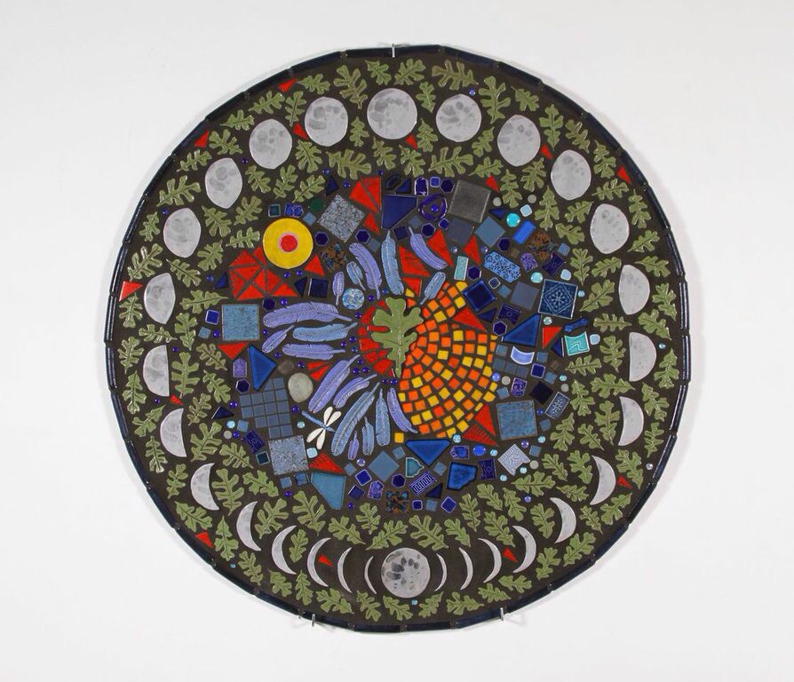 Wes Horn "Valley Night Mandala" Ceramic tile and cement 50"x50" 2014