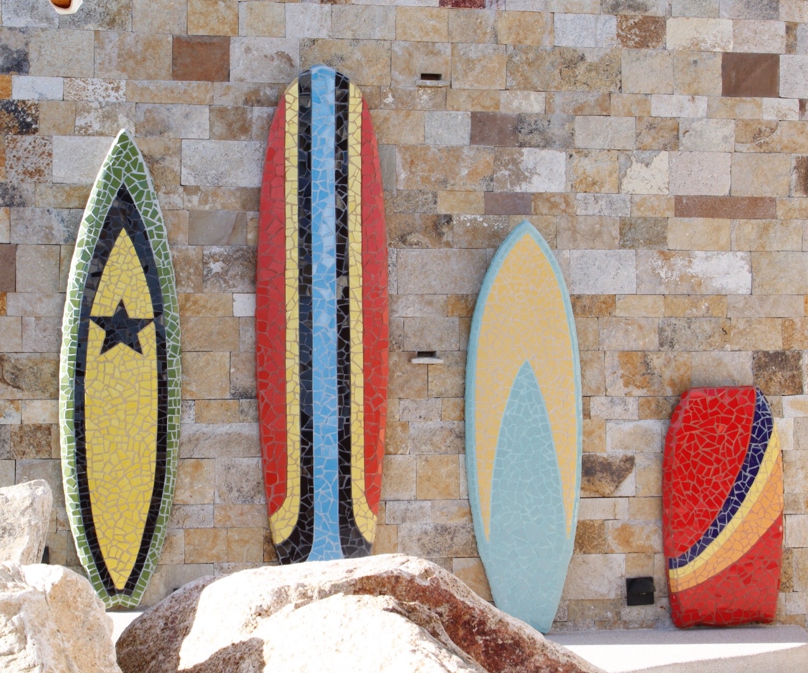  Starting in 2016,  Chileno Bay Resorts and Residencies , in San Jose del Cabo, B.C.S, MX, commissioned mosaic surfboards for their properties. To date I have created over 70 unique surfboard designs and mosaic murals for their various villas at our 