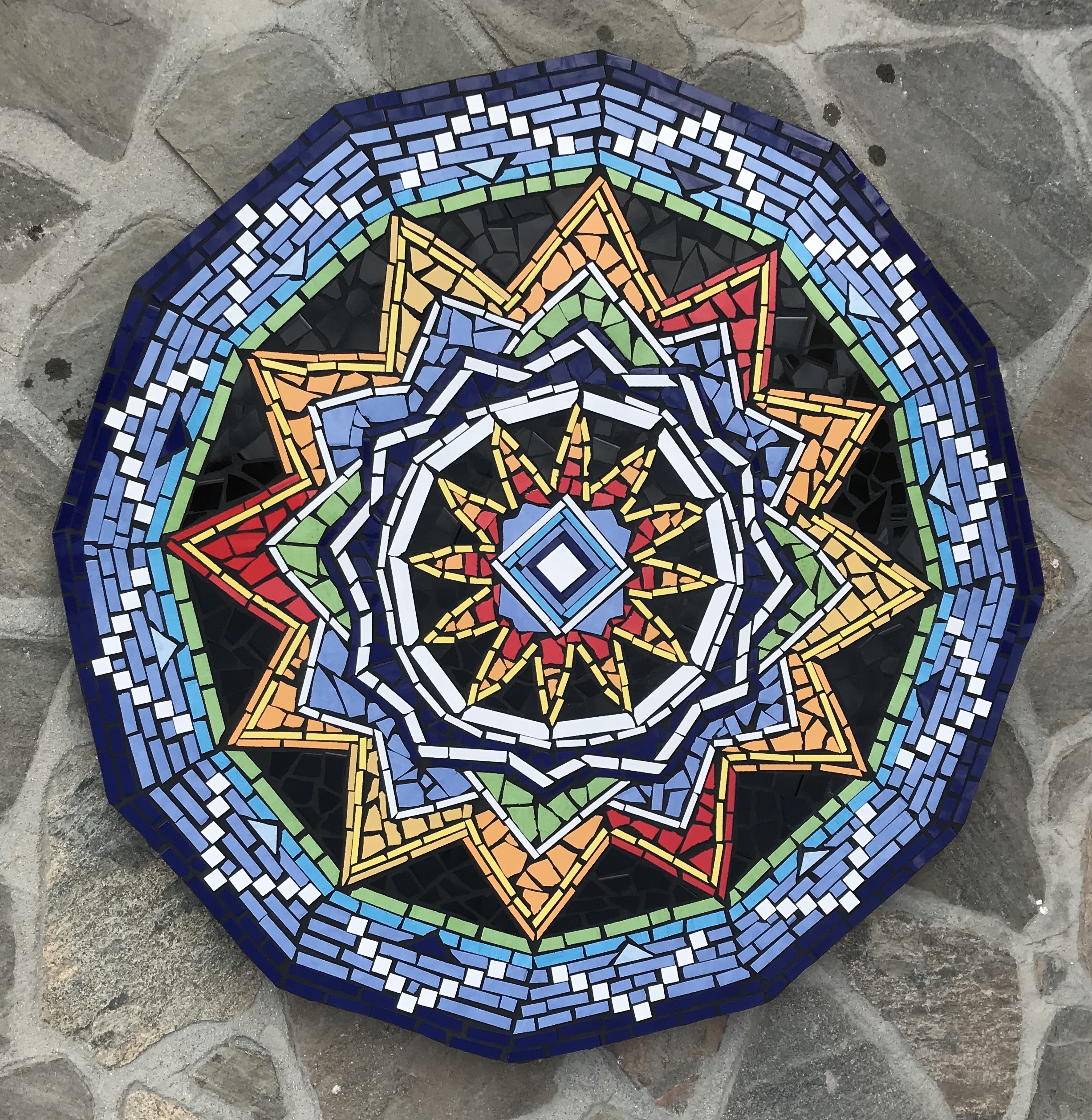  “Ojo de Dios” 50”x50” Ceramic Tile and Cement 2018 