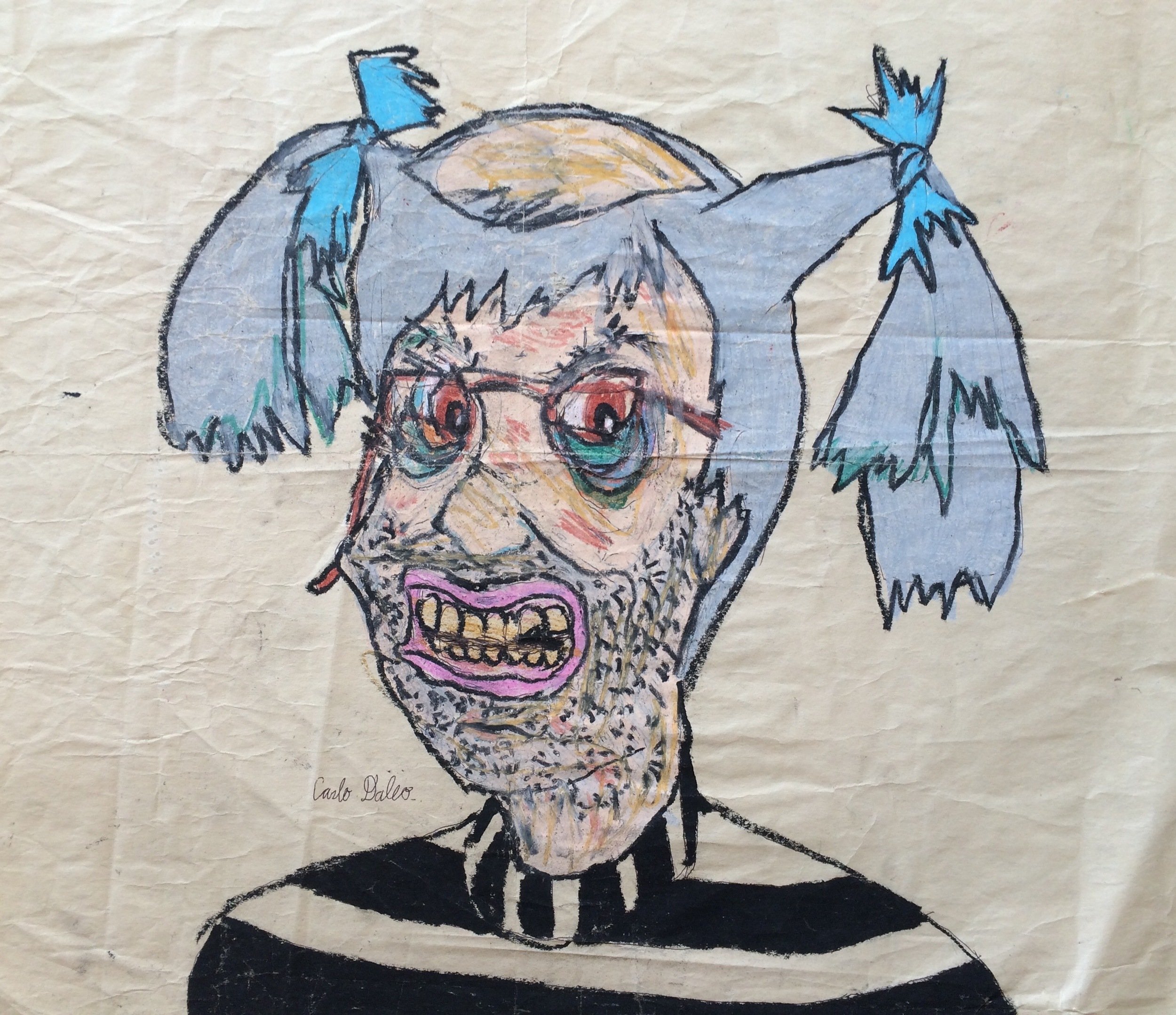 Carlo Daleo, Prisoner of Angelica, 2001, Mixed Media on Paper, Cray Pas on Paper, 17.5”x21.5
