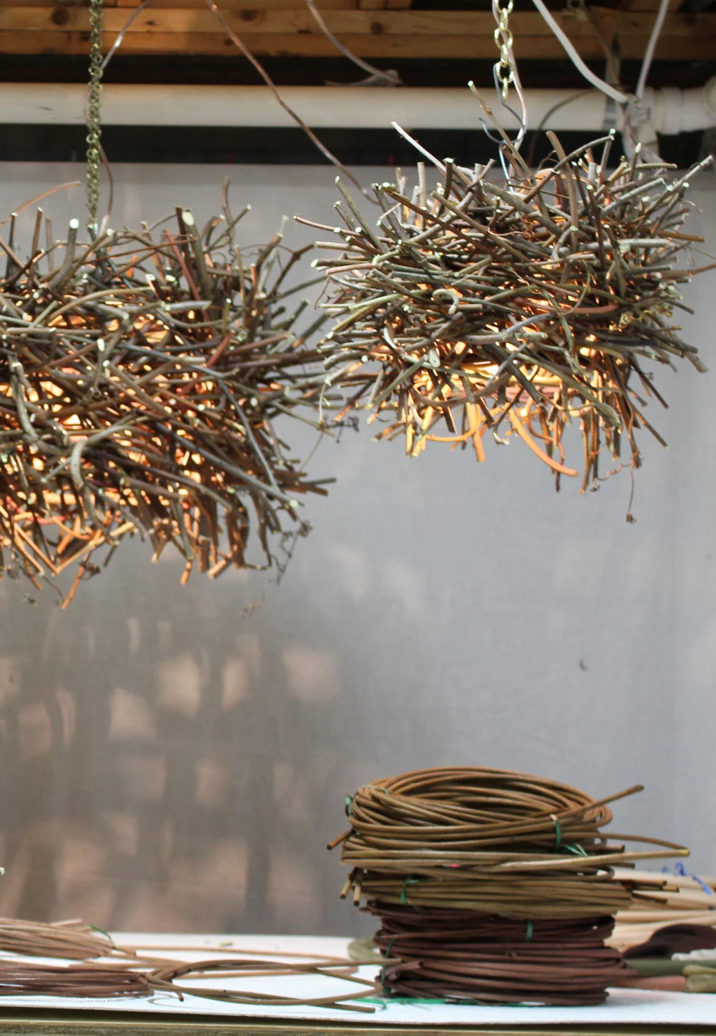 Finishing Roost Pendants for 45 North restaurant at Sugarloaf Mountain Hotel, Maine.