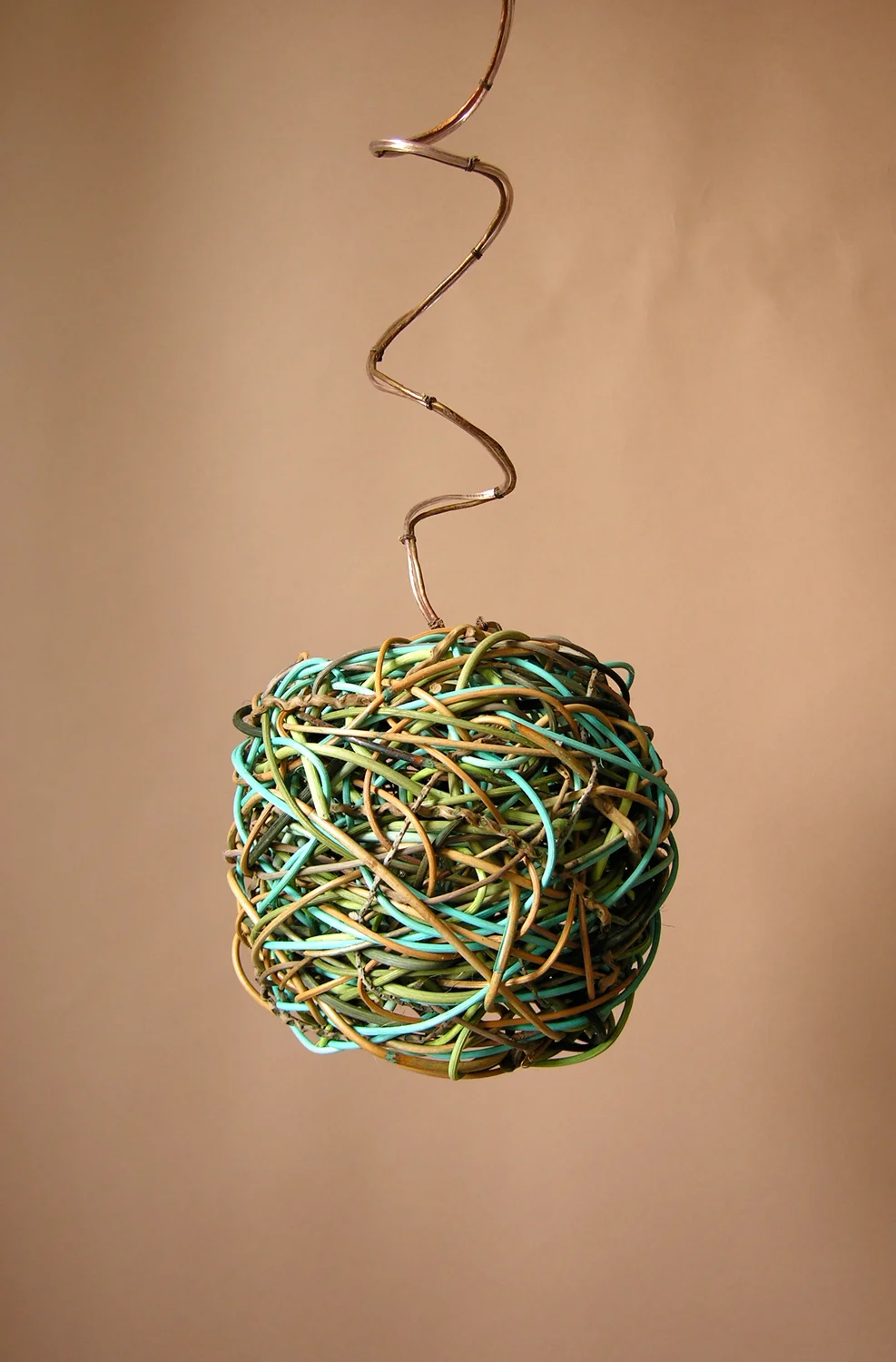 Round Twinkle Pendant Hand Dyed Reed