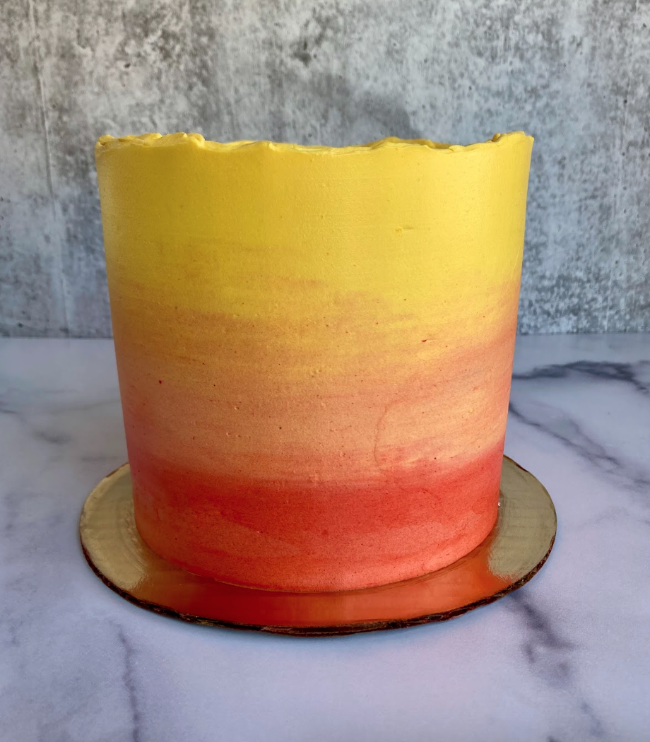  a custom cake with “ombre” buttercream design 