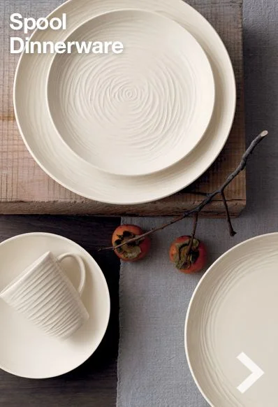 Catalogue Photo Spread: Spool Dinnerware for Royal Stafford / Crate & Barrel