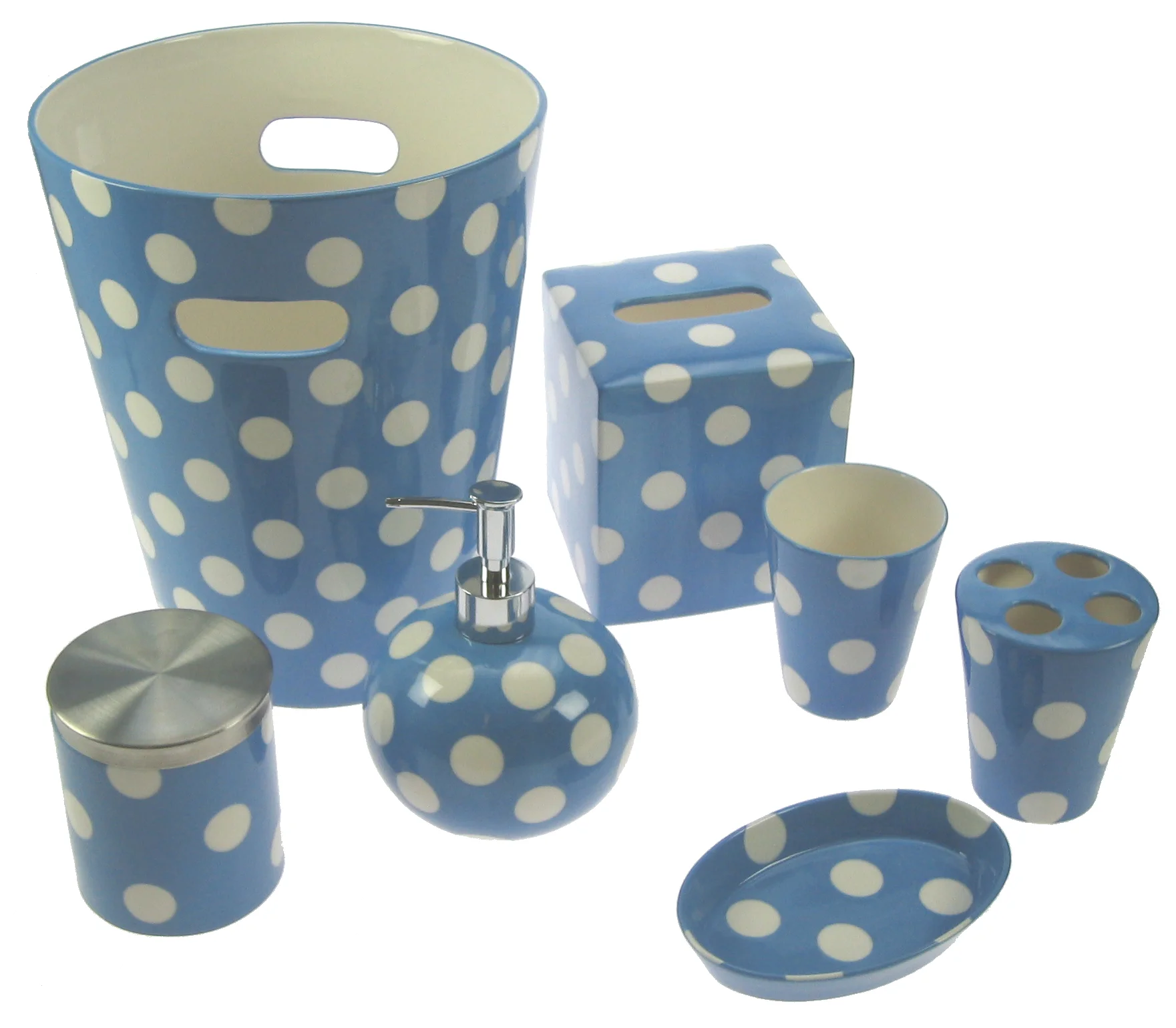 Dot Stencilled Porcelain Bath Accessories / Isaac Mizrahi