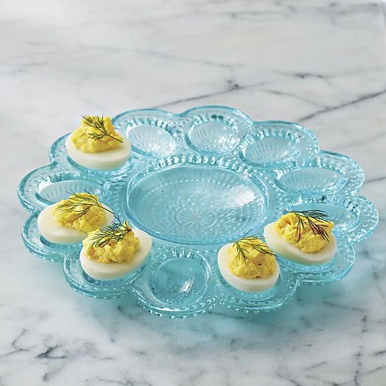  "Phoebe" Pressed Glass Devilled Egg Dish 