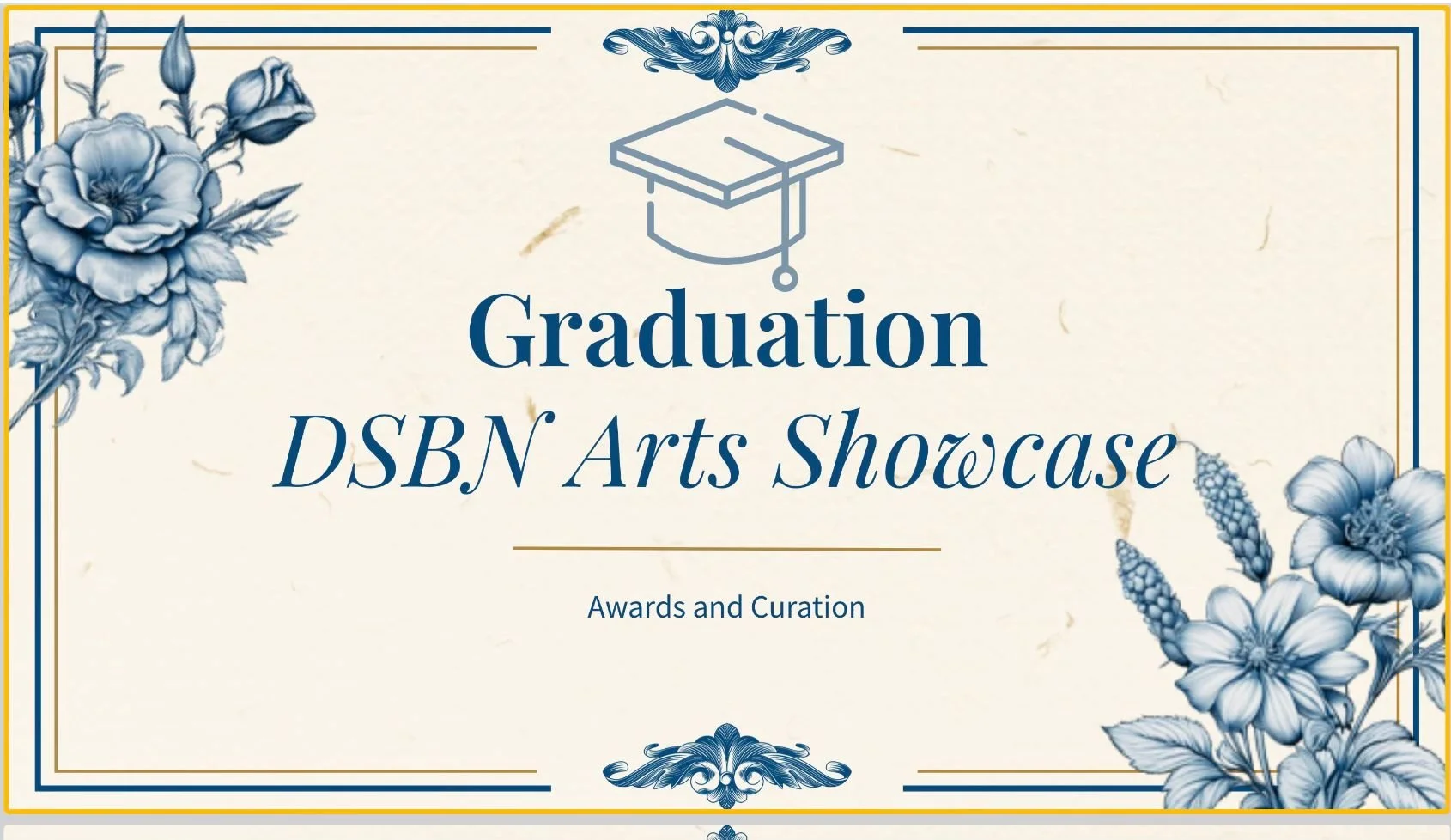 CONGRATULATIONS!!! to our DSBN Visual Arts Graduation Art Show award recipients!

BEST SCULPTURE:
Emily Berman, Thomas Brown, Kristina Grynevych, Neris Ozbek, Mia Penetito

BEST ABSTRACT:
Chloe Johnson

BEST IN SHOW:
Brooke Bowen