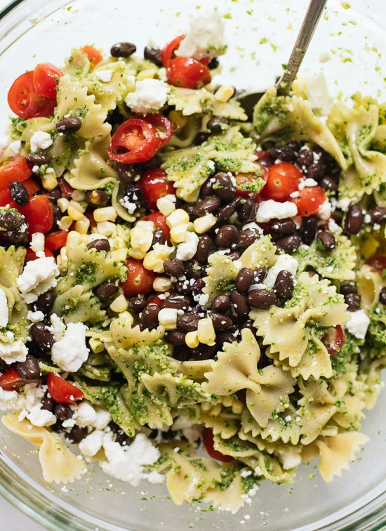 Mexican Pasta Salad with Jalapeño Pesto