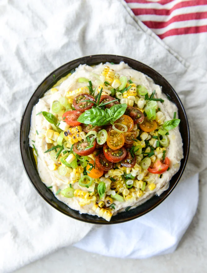 Layered White Bean Dip with Summer Vegetables