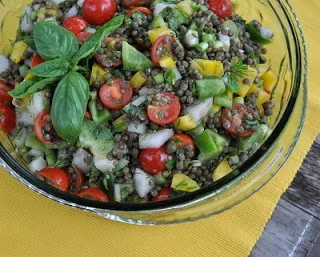 Lentil Salad with Tomatoes and Cucumber