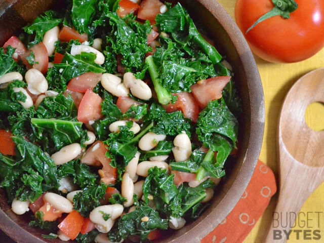 Wilted Kale Salad with White Beans and Tomatoes